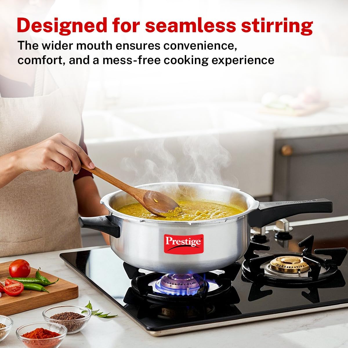 Prestige Popular Aluminum Pressure Cooker, 5 L, Silver