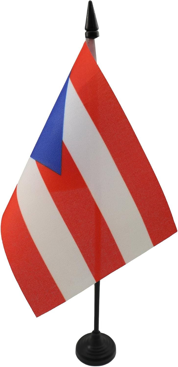 AZ FLAG Nicaragua Table Flag 4x6 in 100D Polyester Plastic Base | Indoor use Nicaraguan 15x10 cm desk flag stitched finish with reinforced edges with plastic pole