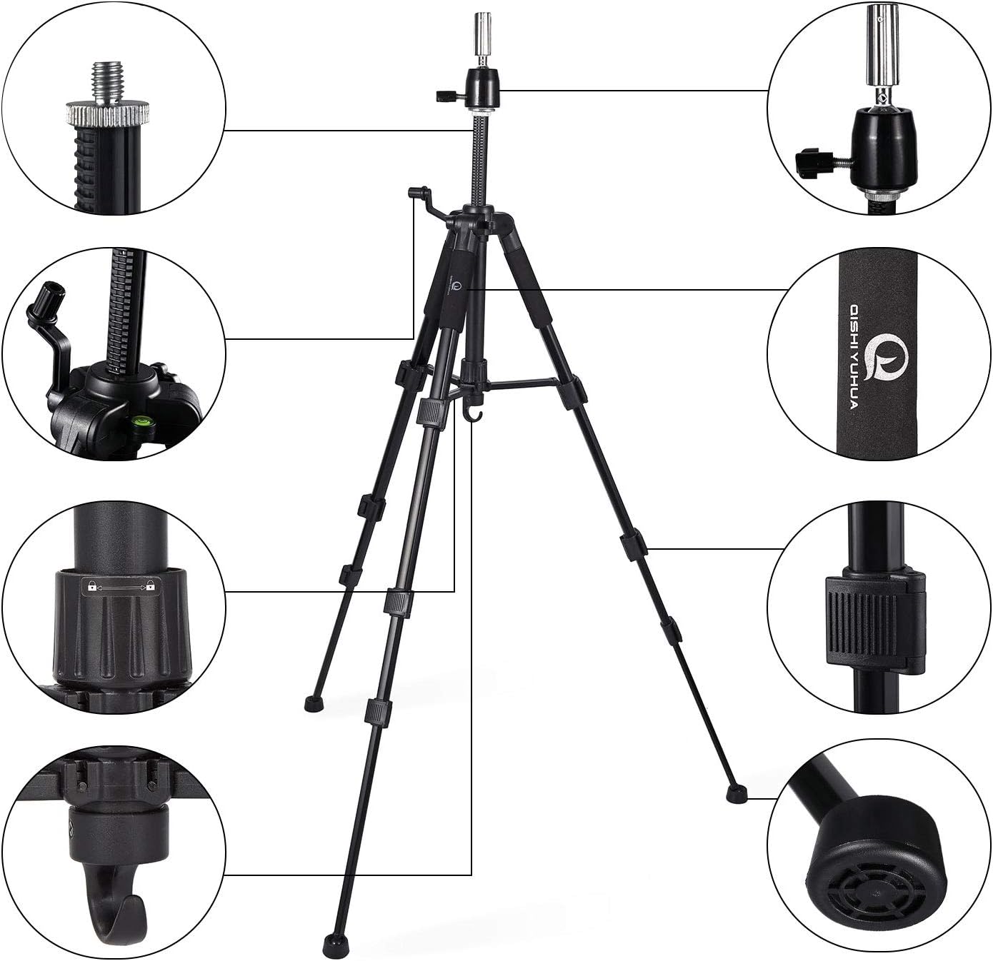 Wig Stand Tripod with Non-Slip Base Adjustable Mannequin Head Stand with Hook Heavy Duty Manikin Head Tripod | Hook Heavy Duty Manikin Head Tripod