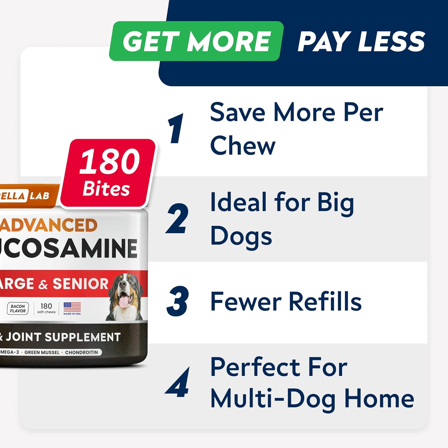 Advanced Glucosamine for Dogs, Chondroitin & MSM Hip Joint Supplement Chews
