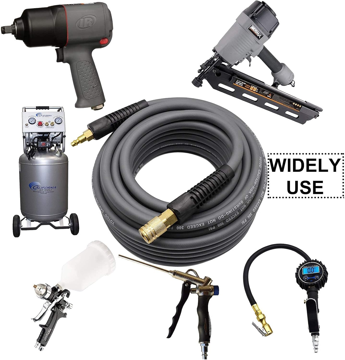 YOTOO Hybrid Air Hose 3/8-Inch by 50-Feet 300 PSI Heavy Duty, Lightweight, Kink Resistant