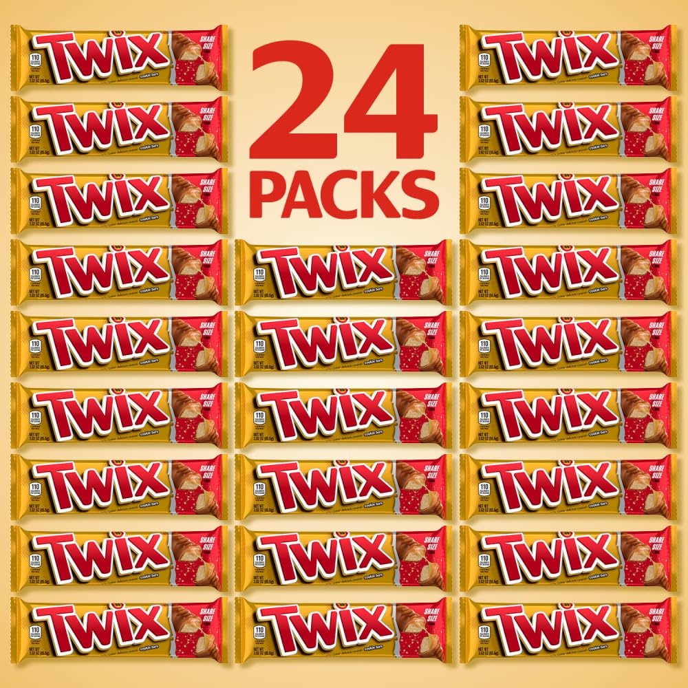 TWIX Full Size Milk Chocolate Caramel Cookie Candy Bars, Bulk, 36 ct | Crunchy cookie and chewy caramel in full size bars individually wrapped, for party favors, sharing, movie nights, gift box