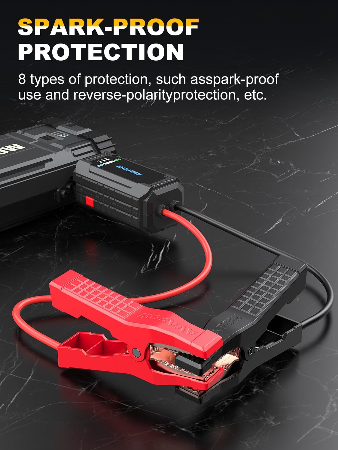 AVAPOW Car Jump Starter, 4000A Peak Battery | For All Gas or Up to 10L Diesel, Portable Booster Power Pack, 12V Auto Jump Box with LED Light