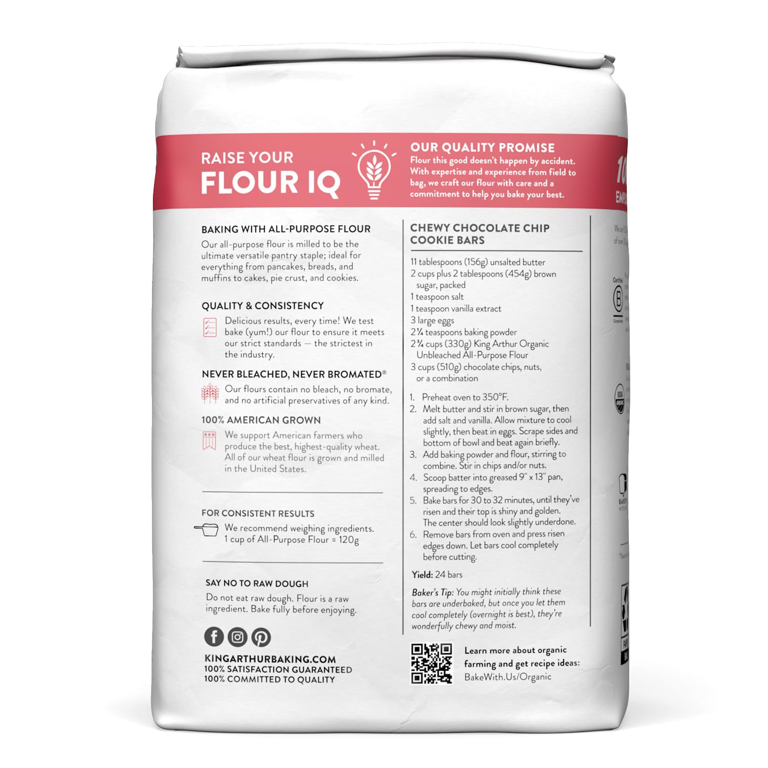 King Arthur 100% Organic All-Purpose Flour, Unbleached, 2 lb (Pack of 1) - Non-GMO Project Verified, No Preservatives