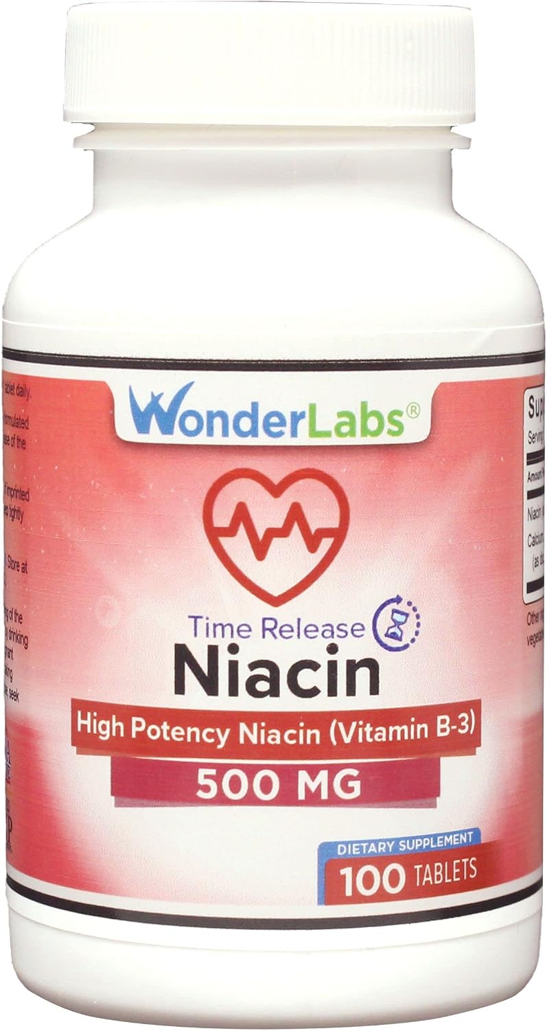 Wonder Laboratories High Potancy Time Release Niacin (Vitamin B3) 500 Mg 300 Tablets Non-GMO, Gluten Free Supplement