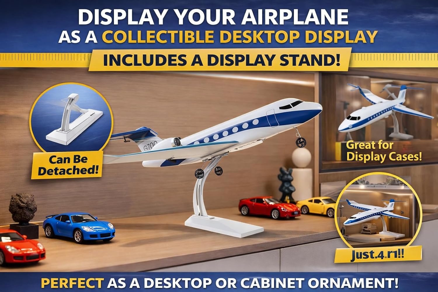 ANTSIR RC Plane G700 Private Jet, 2.4GHz 3CH Easy to Fly RC Airplane Gift | 6-Axis Gyro, RTF Glider, Display Stand, 2 Batteries, Durable Foam