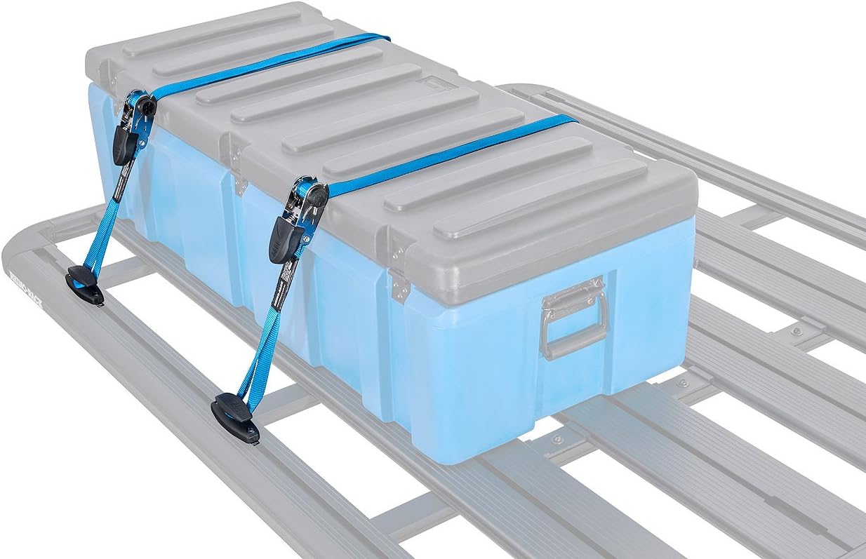 Rhino Rack Pioneer Platform Ratchet Tie Down Kit with Cleats, Easy Use & Installation, Heavy Duty, for All Vehicles, Low Profile, 2 Tie Down Straps