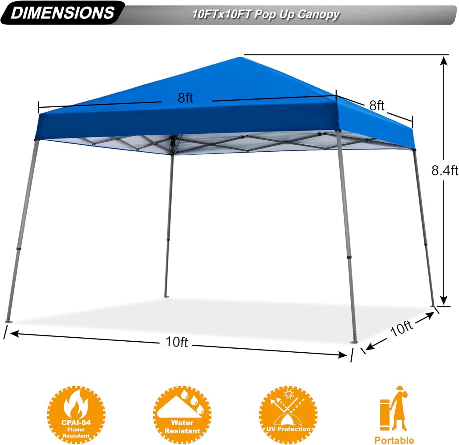 ABCCANOPY 11x11 Pop Up Canopy Tent, Stable Slant Leg Outdoor Shade, Black