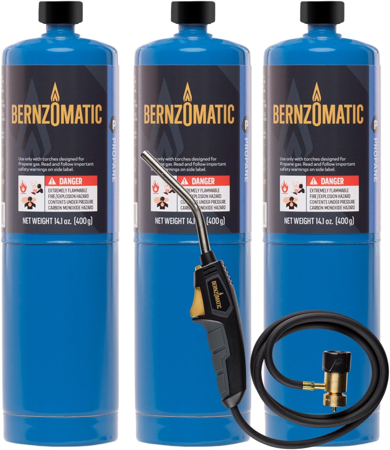 Bernzomatic BZ8250HT Reach Hose Torch, Trigger-Start Hose Torch with Included Holster For Fuel Canister, Red (8250 Reach Torch)
