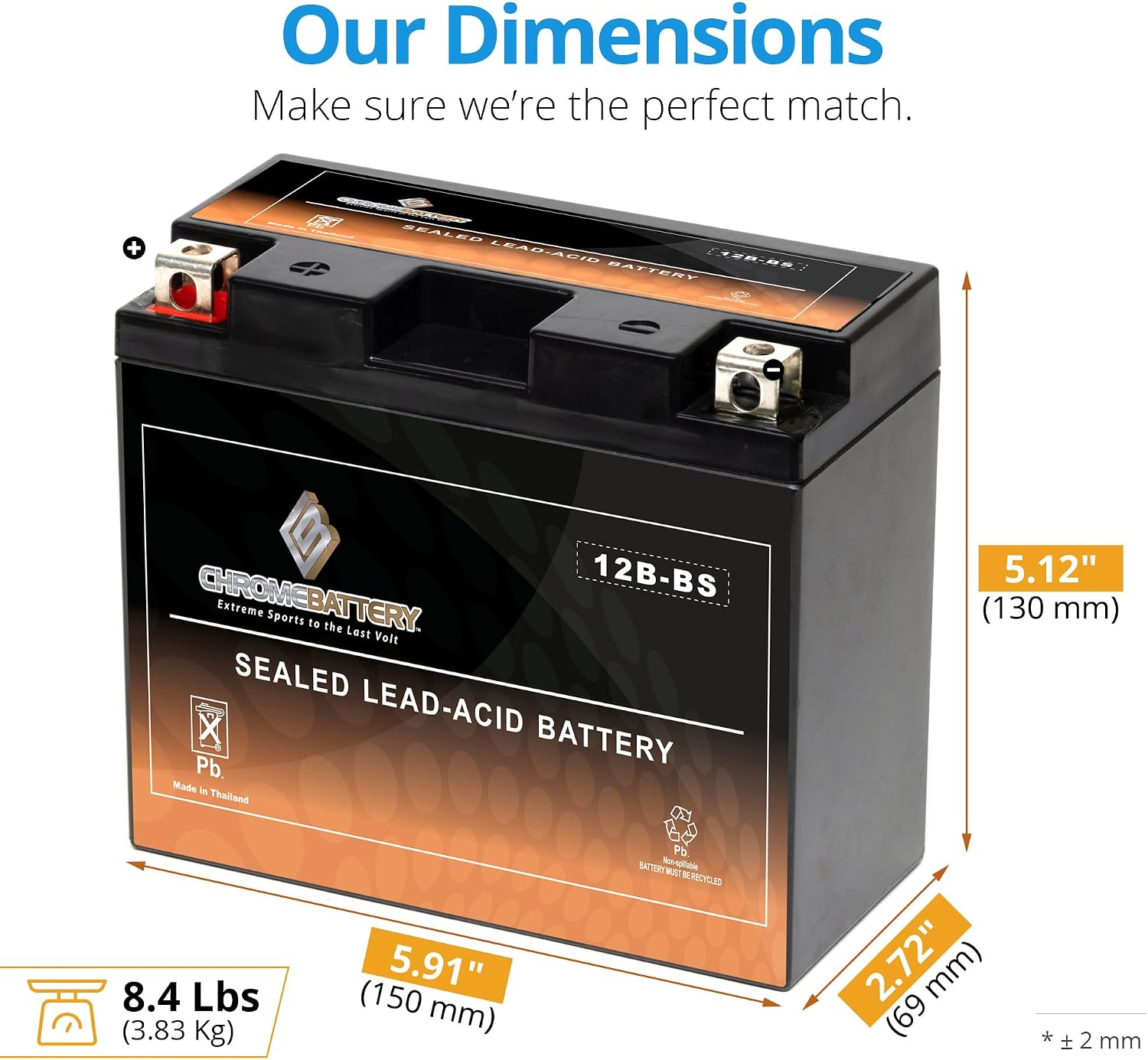 CB CHROMEBATTERY YTX30L-BS 12V 385 CCA AGM – Maintenance-Free 30Ah Battery for Harley, ATV, UTV, Snowmobile, Jet Ski – T3 Nut & Bolt Terminal – Fits Harley Touring, Polaris Sportsman 850
