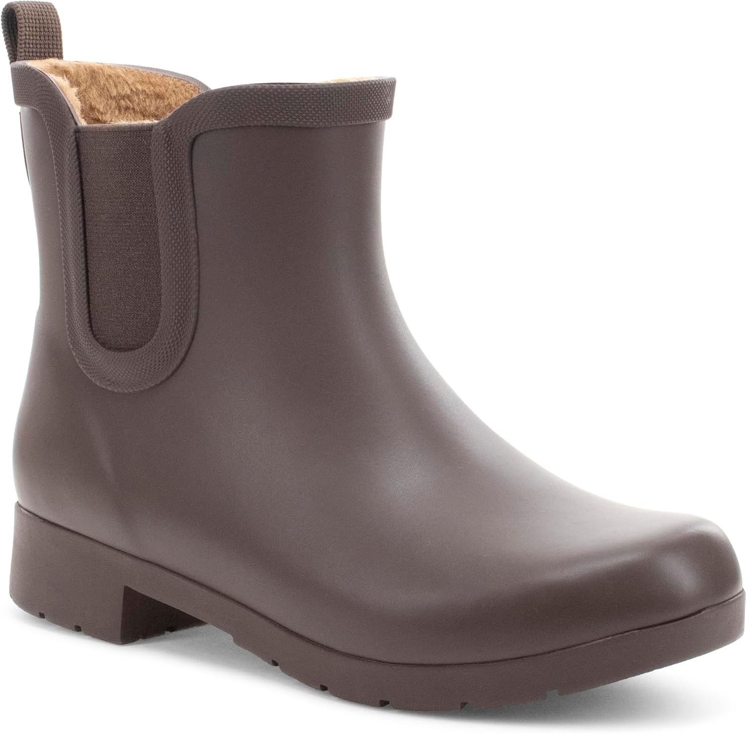 Chooka Women's Delridge Waterproof Faux Fur Chelsea Rain Boot Slip On