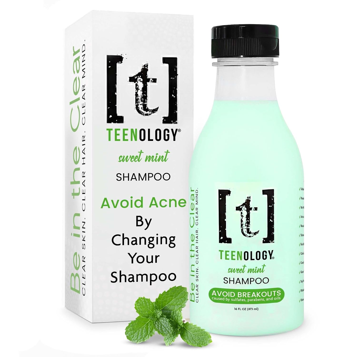 Teenology Teen Shampoo – Avoid Acne Breakouts, Sulfate & Paraben Free | Blueberry Pomegranate Cucumber – Free of pore-clogging oils – non-comedogenic formula with botanicals for acne-prone skin