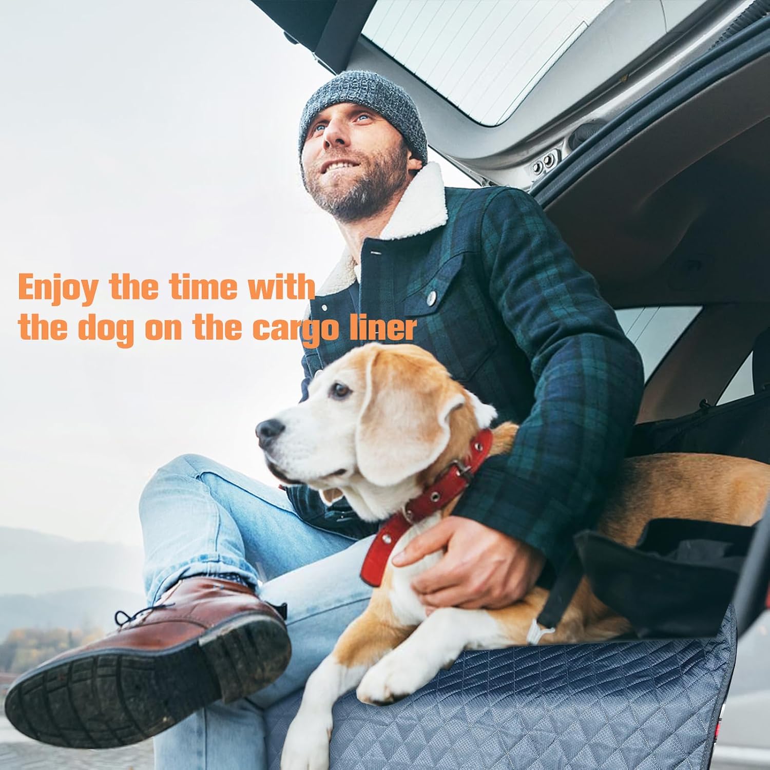 PETICON SUV Cargo Liner for Dogs, Trunk Cover with Bumper Flap Protector