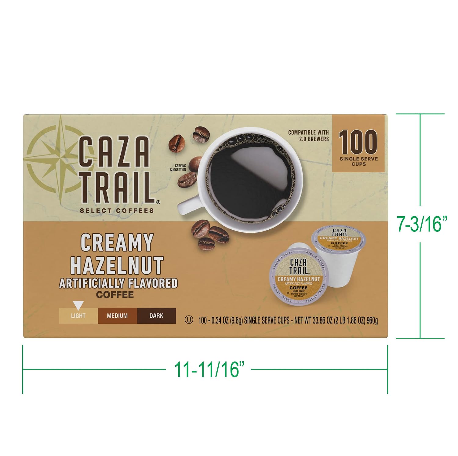 Caza Trail Coffee, Kona Blend, 100 Single Serve Cups