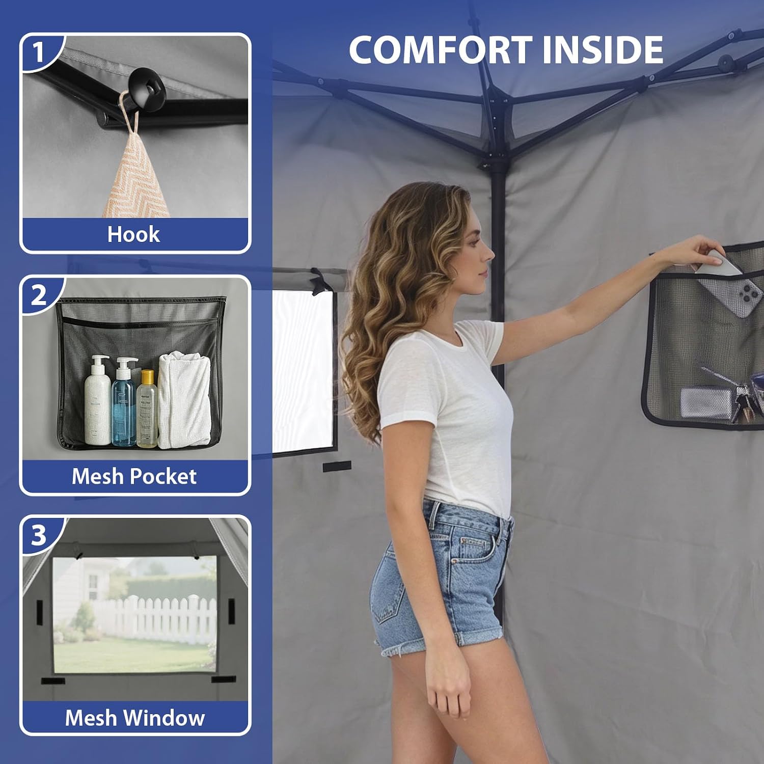 EAGLE PEAK 4x4 Pop Up Changing Tent, Outdoor Changing Room, Gray/White