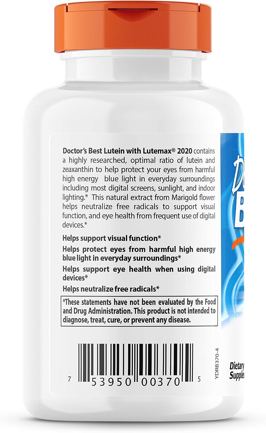 Doctor's Best Lutein Supplement 20mg with Zeaxanthin - Lutein for Eyes, Eye Health Vitamins for Men & Women, Vision and Macular Health Support, Lutemax 2020 Marigold Flower Extract - 180 Softgels