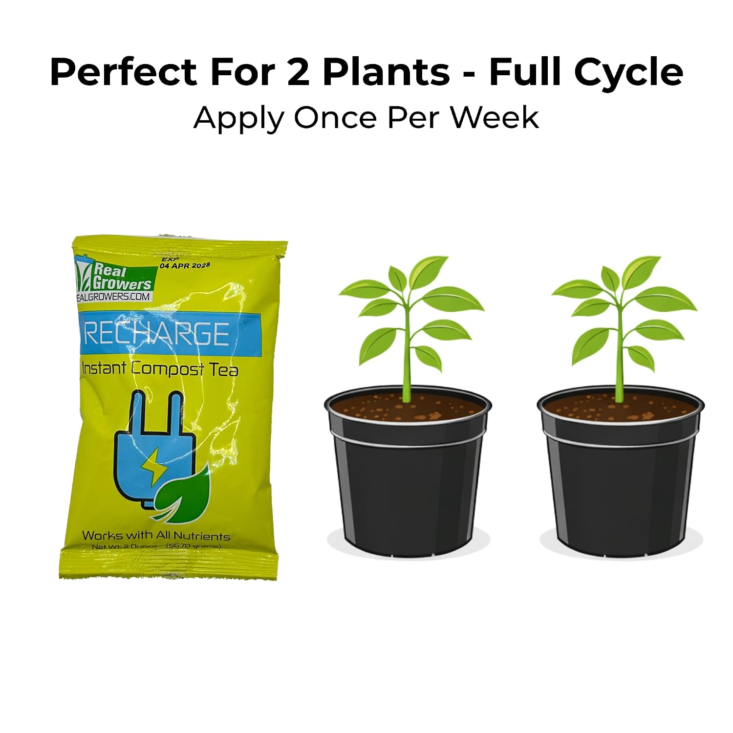 Real Growers Recharge 16oz – Mycorrhizae & Soil Microbes Instant Compost Tea for Root Growth, Transplant Support & Nutrient Uptake