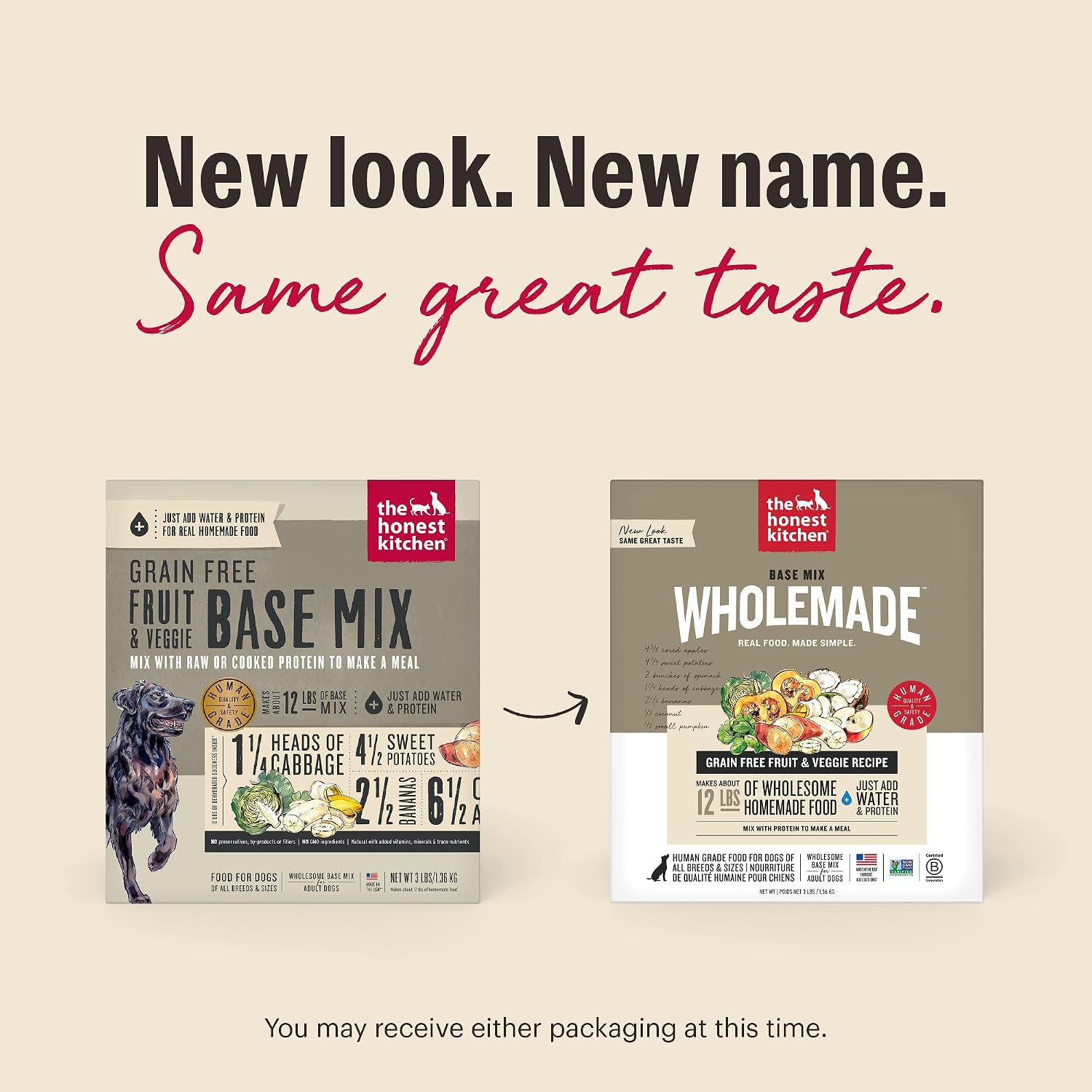 The Honest Kitchen Dehydrated Grain Free Fruit & Veggie Base Mix Dog Food (Just Add Protein), 3 lb Box