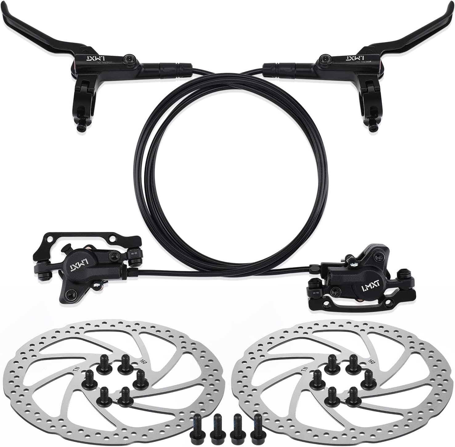 TOBWOLF MTB Cable Disc Brake Kit, Front Rear Calipers with 160mm Rotors