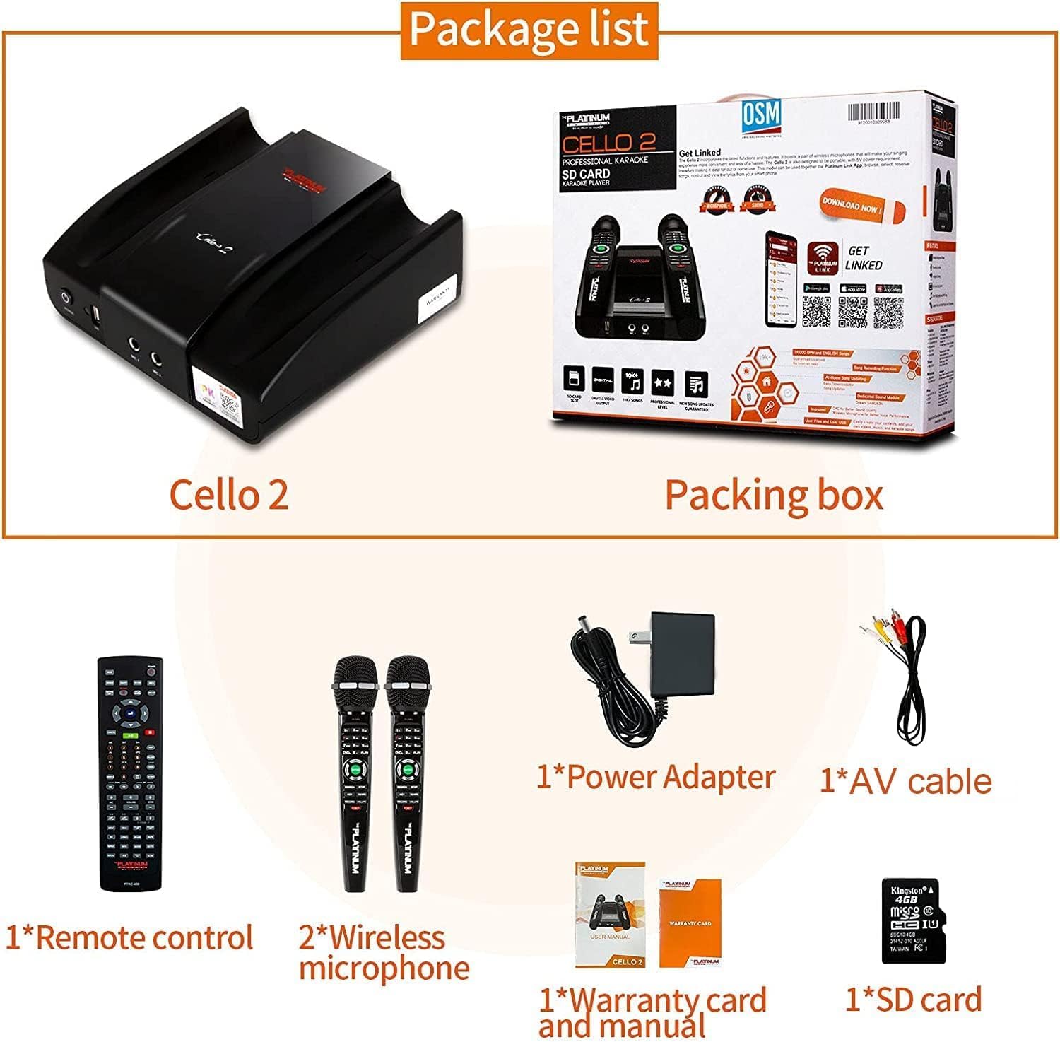 The Platinum Karaoke Machine for Tv, Professional Karaoke System with 2upgraded Wireless Microphones, Features Over 23k Songs, 7k Filipino Tagalog