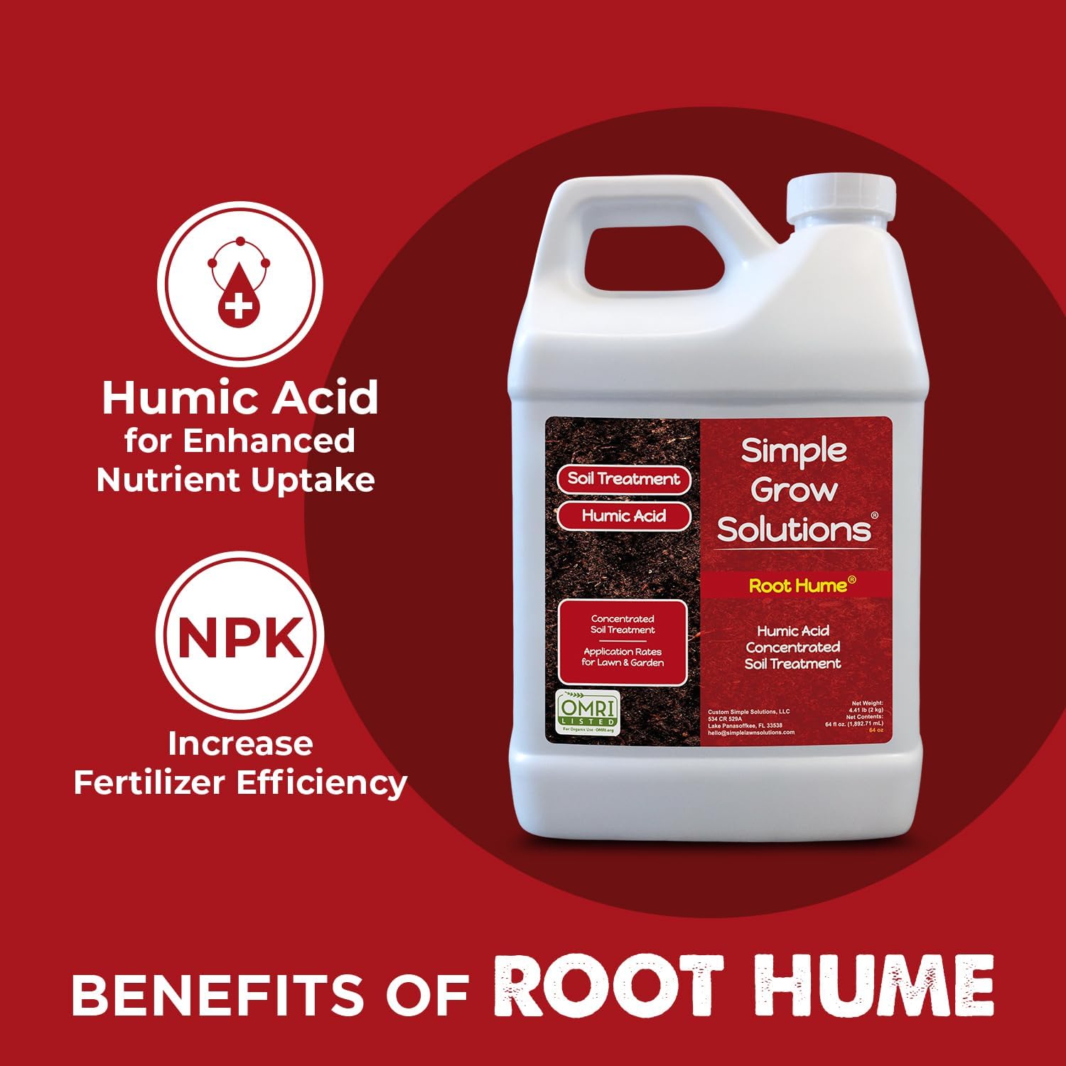 Raw Organic Soil Conditioner- Root Hume- Simple Grow Solutions- Natural Plant & Lawn Treatment- Nutrient Food Enhancer- Concentrated Liquid Humic - Grass, Tomatoes, Citrus, Flowers, Vegetables