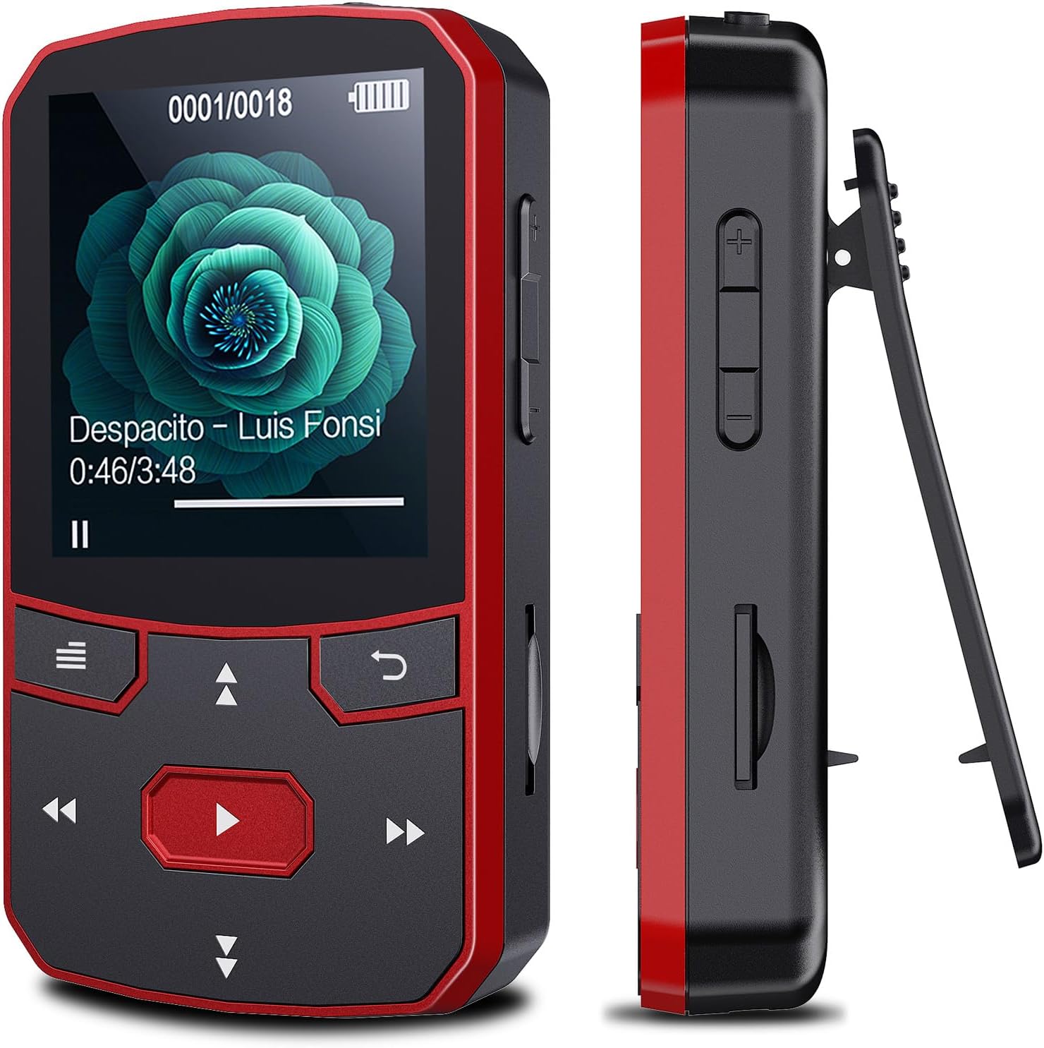 RUIZU 64GB Clip MP3 Player with Bluetooth 5.3, Lightweight 1 oz | Portable Music Player for Sports Running, Physical Buttons, FM Radio, Voice Recorder, Sleep Timer, Up to 128GB microSD Card
