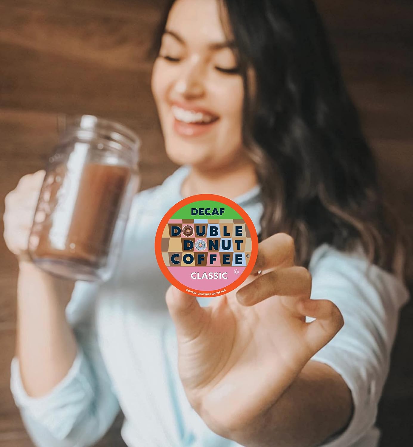 Double Donut Coffee Double Donut Medium Roast Decaf Coffee Pods, Classic, for Keurig K-Cup Machines, 24 Single-Serve Capsules per Box