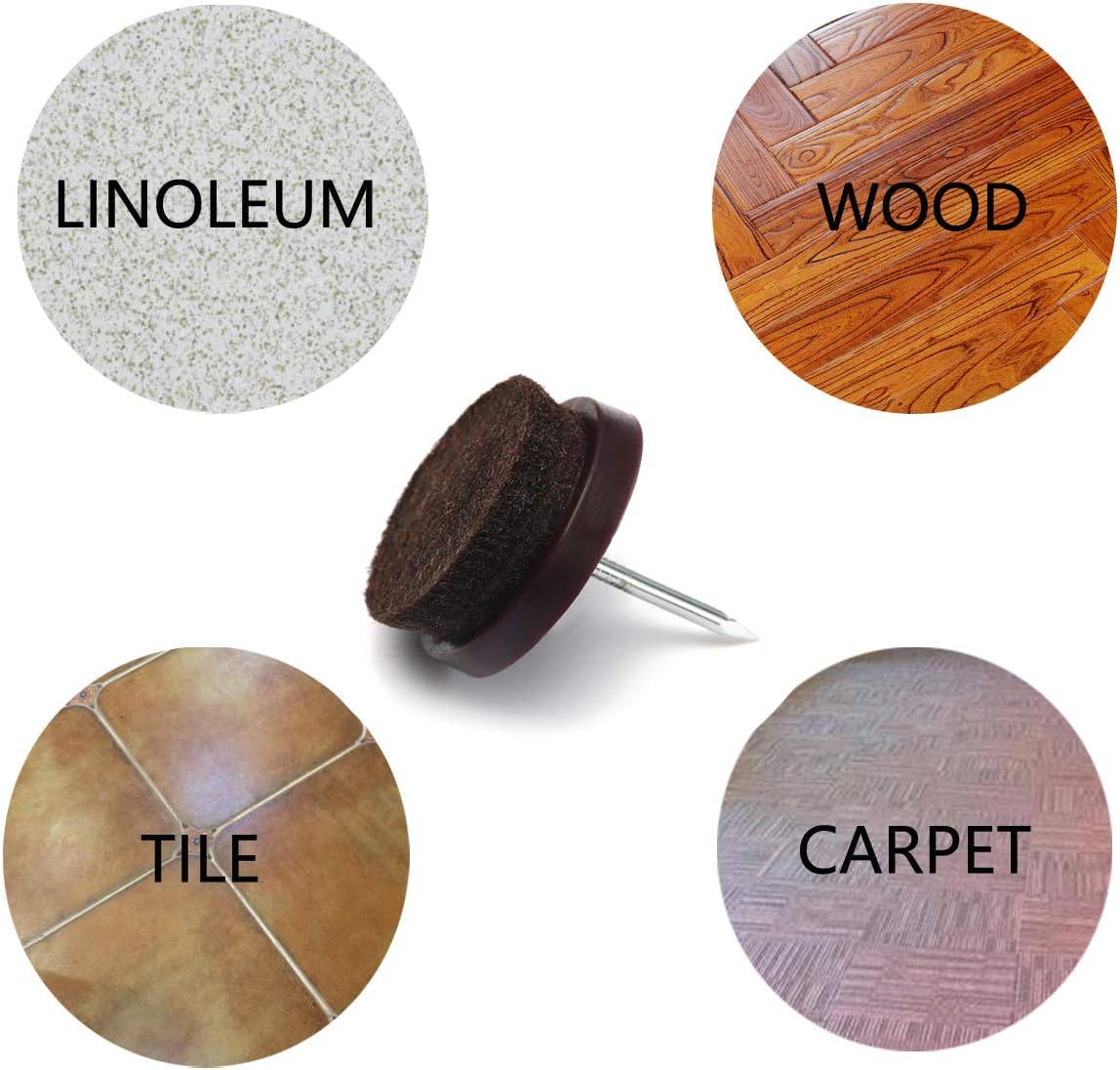 Furniture Felt Pads Nail-on Heavy Duty Felt Pad Chair Sliders Round Chair Leg Floor Protectors 1" Furniture Leg Protector 24 Pack