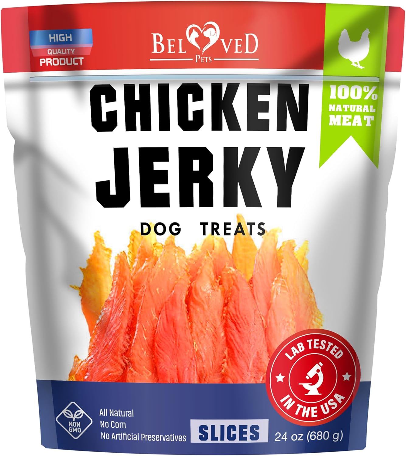 Beloved Pets Dog Treats Chicken Jerky 1.5 lb – Dog Food & High Protein Chews for Large