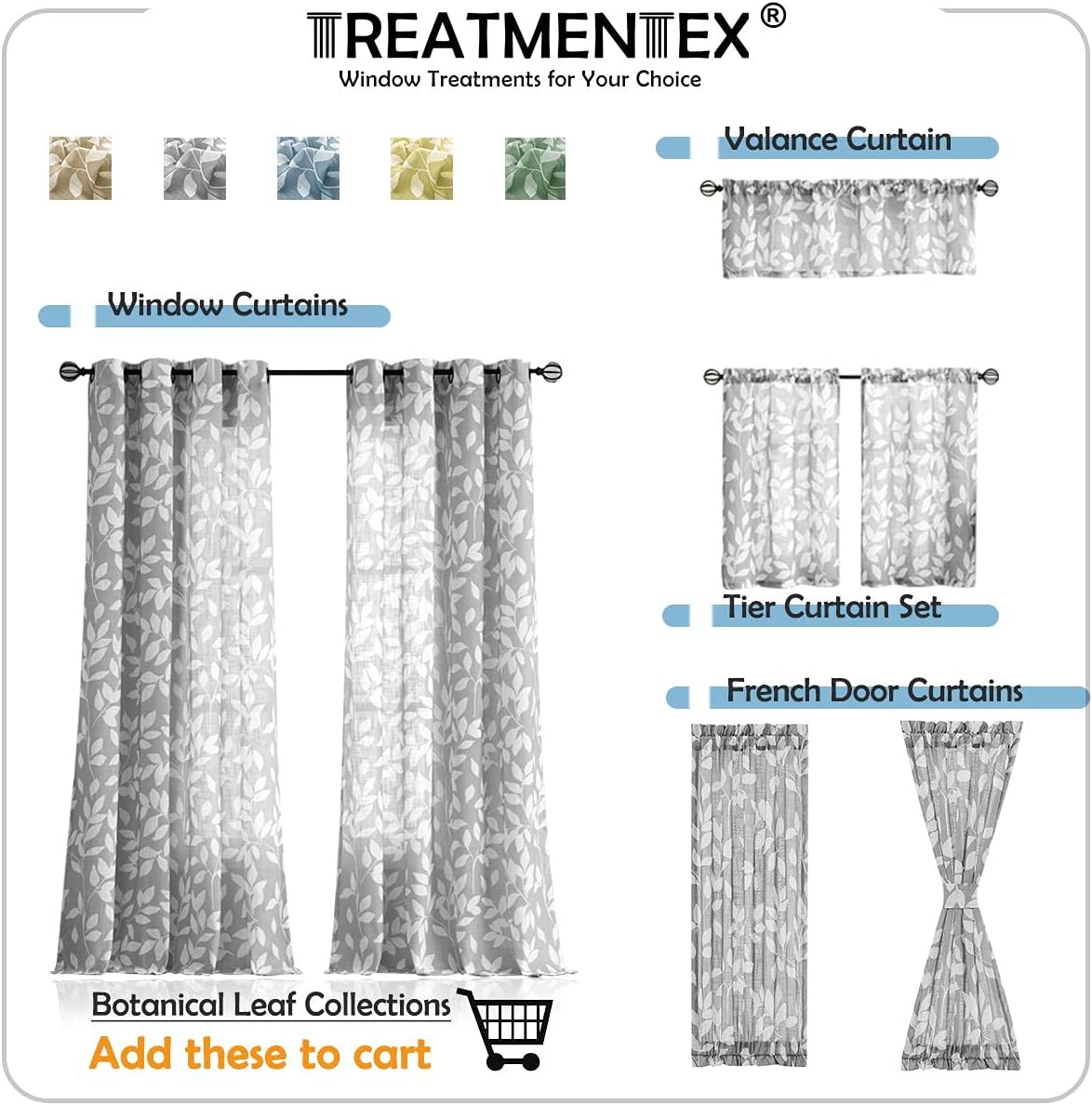Leaf Semi Sheer Curtains for Bedroom Living Room 52x72" Taupe White Print 2