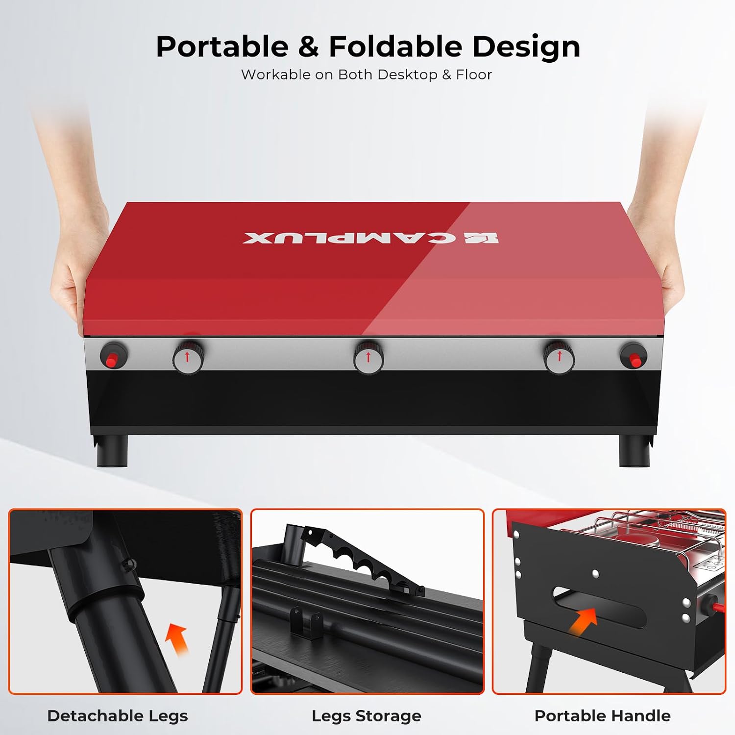 CAMPLUX 2 Burners & 1 Grill Propane Camping Stove, 15, 000 BTU Portable Outdoor Propane Camping Grill Burner with Free Standing Legs