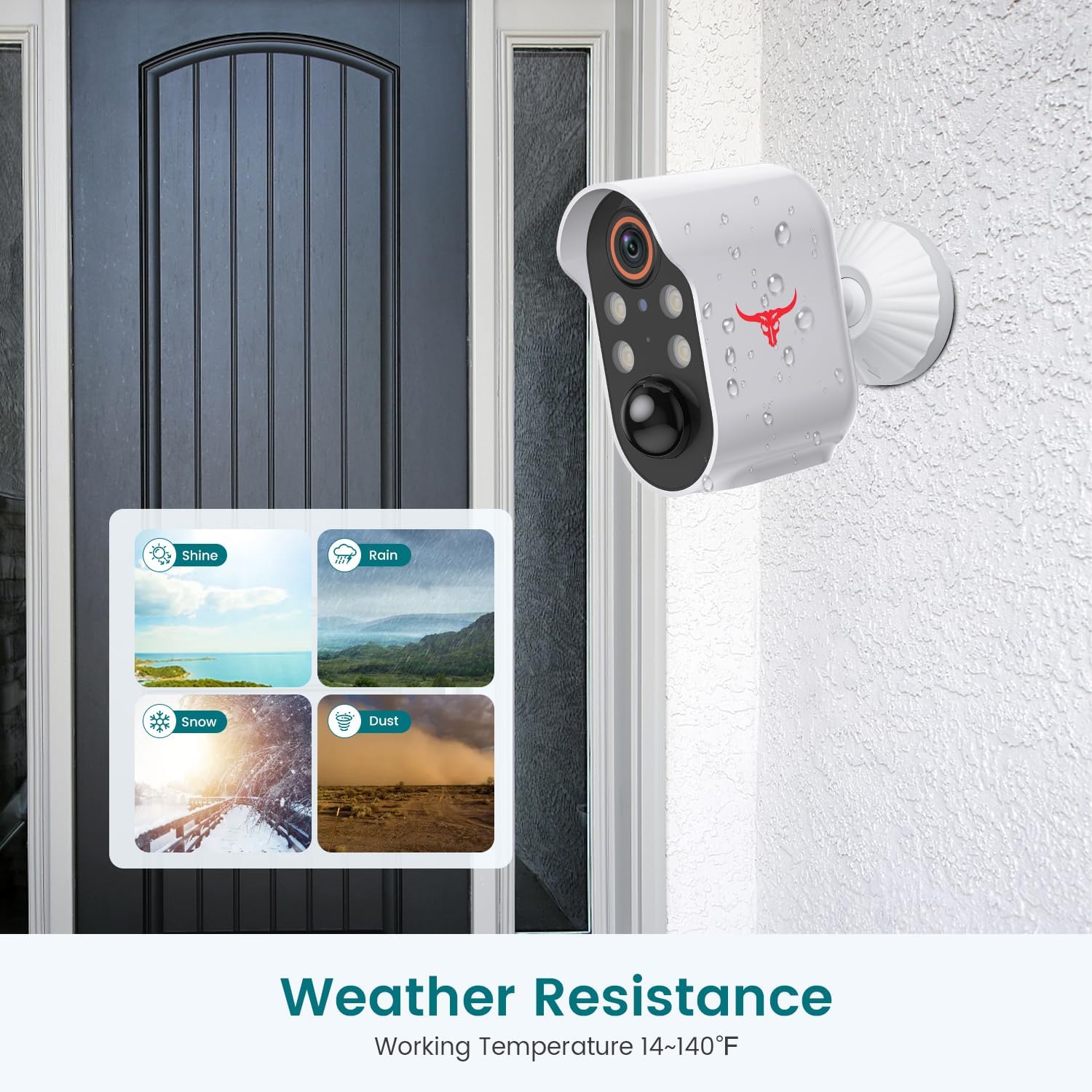 1080P Wireless Security Camera Outdoor, Battery Powered, AI Human Detection, Color Night Vision, 2-Way Audio, IP65 Waterproof, 2.4G Wi-Fi, Cloud Storage (2 Spotlights)