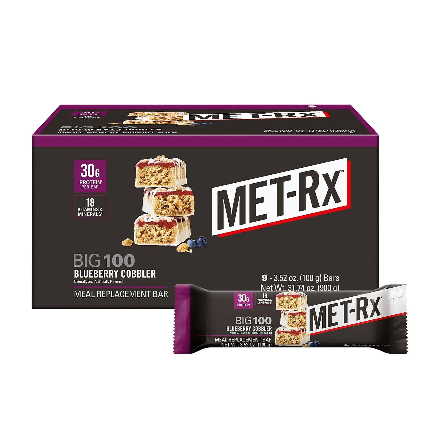 MET-Rx Protein Plus Bar, Great as Healthy Meal Replacement, Snack, and Help Support Energy, Gluten Free, Peanut Butter Cup, With Vitamin A, Vitamin C, and Zinc to Support Immune Health, 85 g,9 Count | Great as Healthy Meal Replacement, Snack, and Help Su…