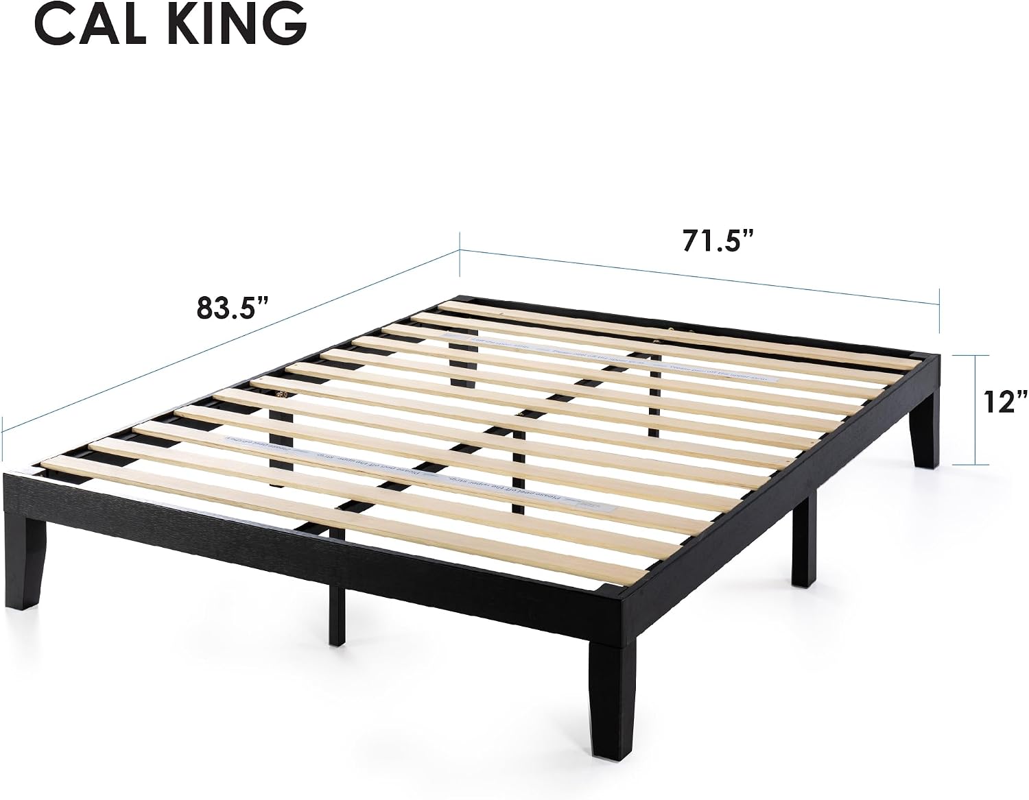 Mellow Naturalista Classic - 12 Inch Solid Wood Platform Bed with Wooden Slats, No Box Spring Needed, Easy Assembly, Queen, Pine