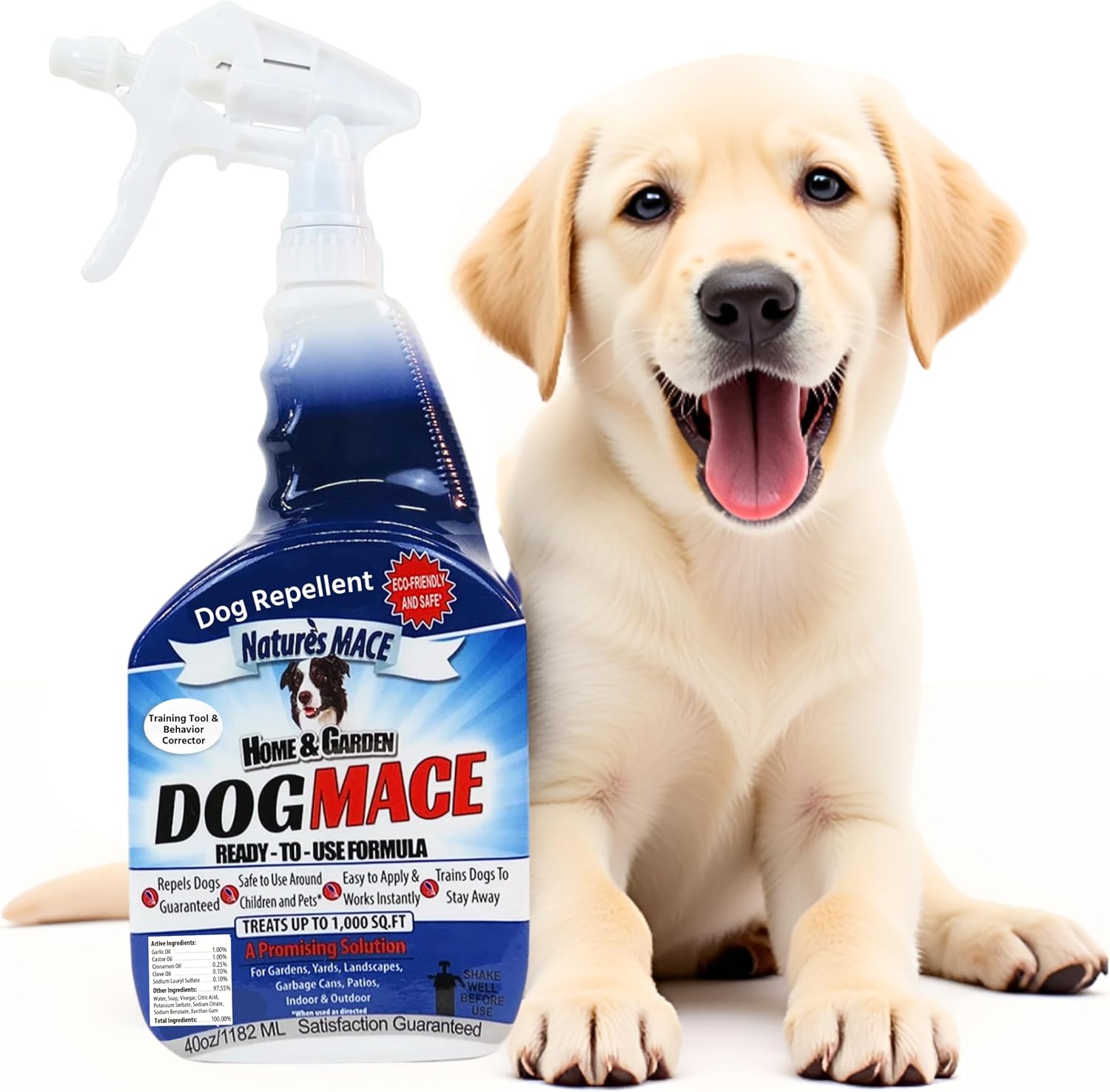 Nature's MACE Dog Mace Dog Repellent 1 Gallon Concentrate | Potty Training Tool Spray, Indoor & Outdoor, Pee Deterrent, Safe Around Kids, Pets, Garden & Plants, Treats 48,000 Sq. Ft.