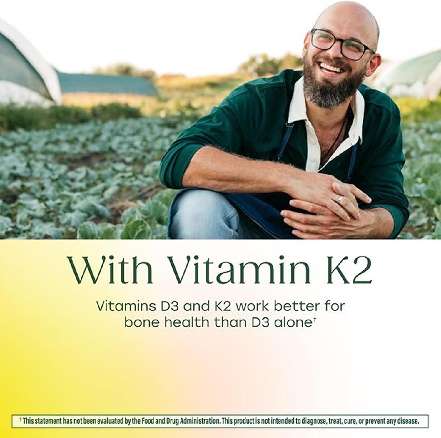 MegaFood Vitamin D3 & K2 5000 IU (125 mcg), 60 Mini Capsules