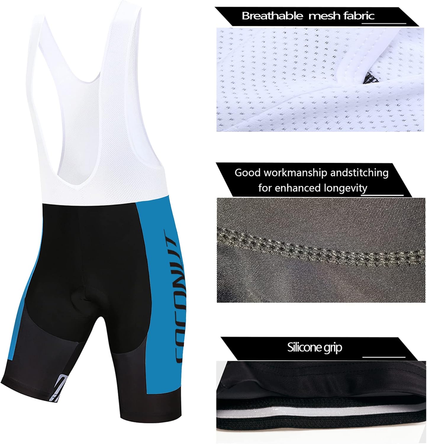 Coconut Ropamo CR Men's Cycling Jersey Set Road Bike Jersey Zipper Pocket Bib Shorts with 4D Padded Cycling Clothing Set