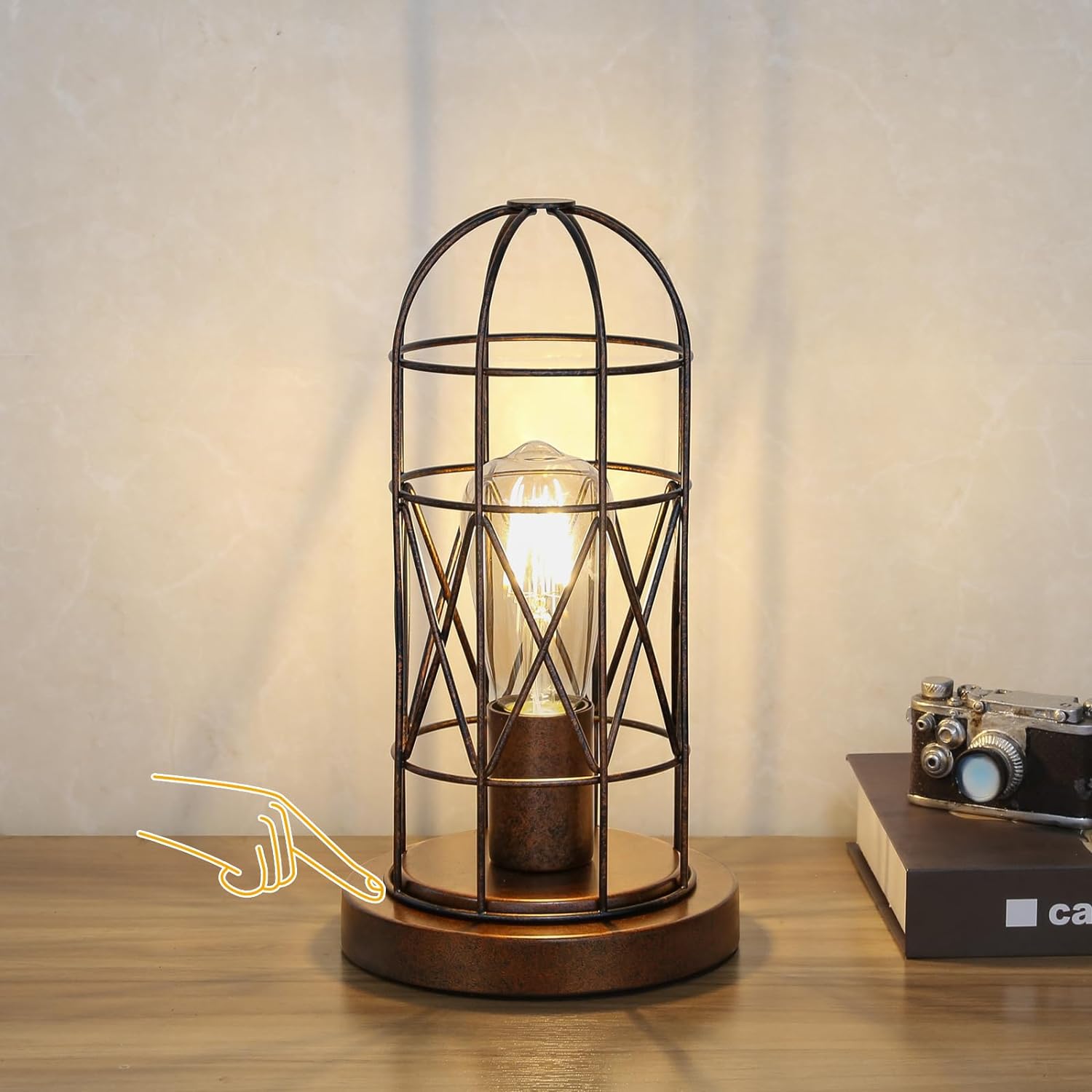 Touch Control Table Lamp, 3 Way Dimmable Lamp, Industrial Bedside Lamp