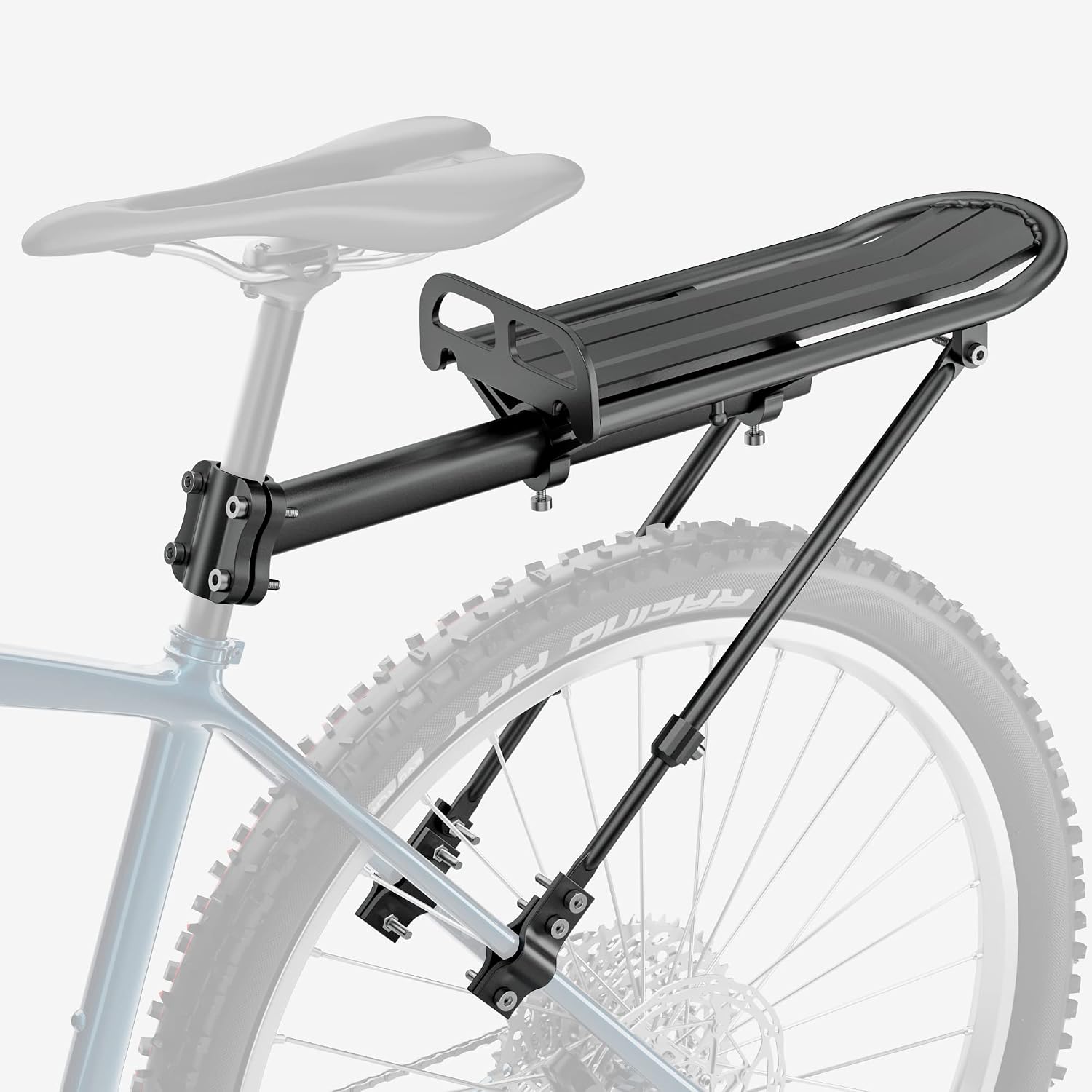 Outtag Rear Bike Rack Aluminum Alloy Bike Cargo Rack Quick Release Adjustable Bicycle Rear Rack Heavy Duty Mountain Bike Back Rack Seat Post Frame Mount Cycle Luggage Carrier Accessories