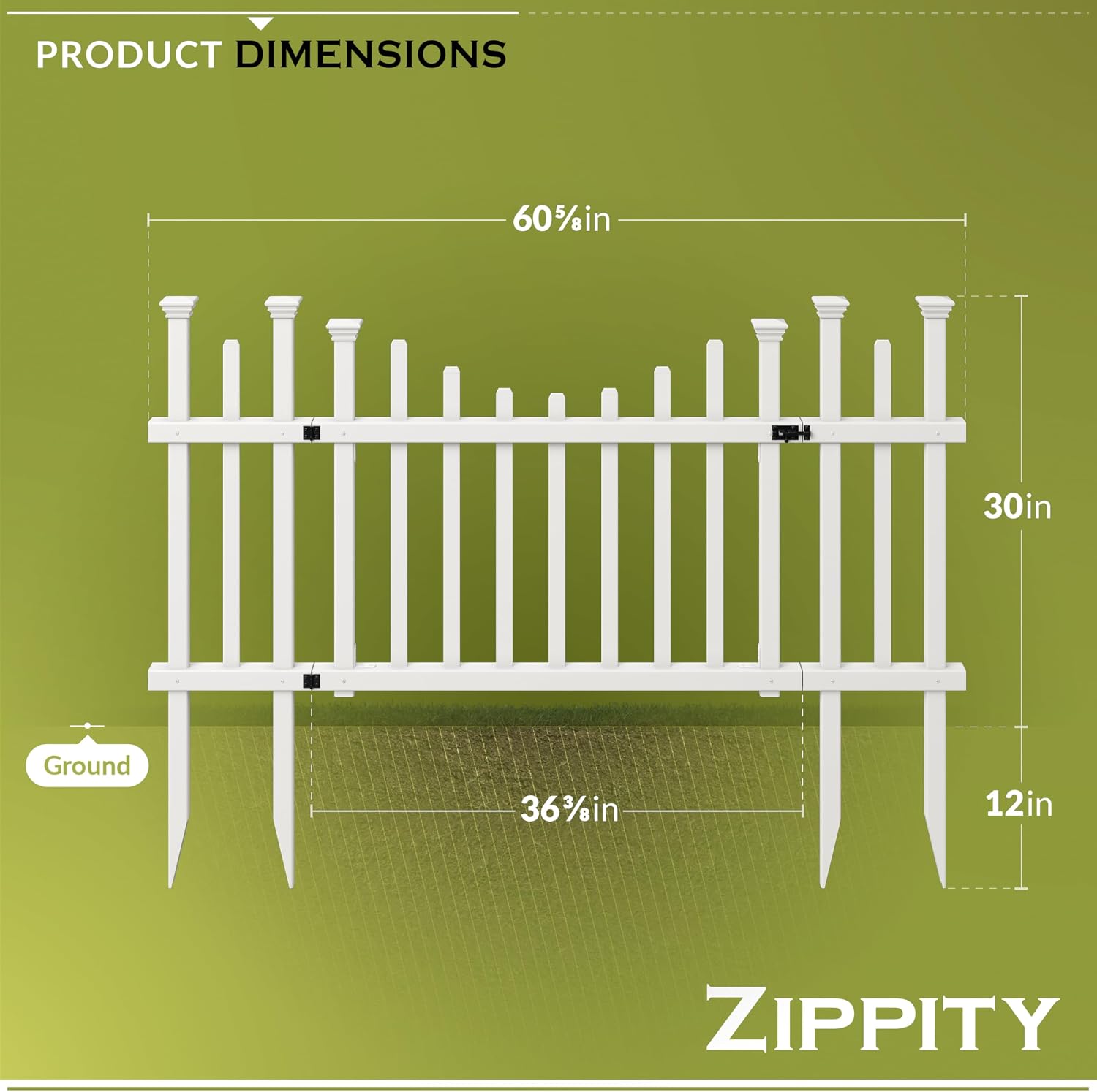 Zippity Washington Picket Gate, White Vinyl DIY No Dig Kit