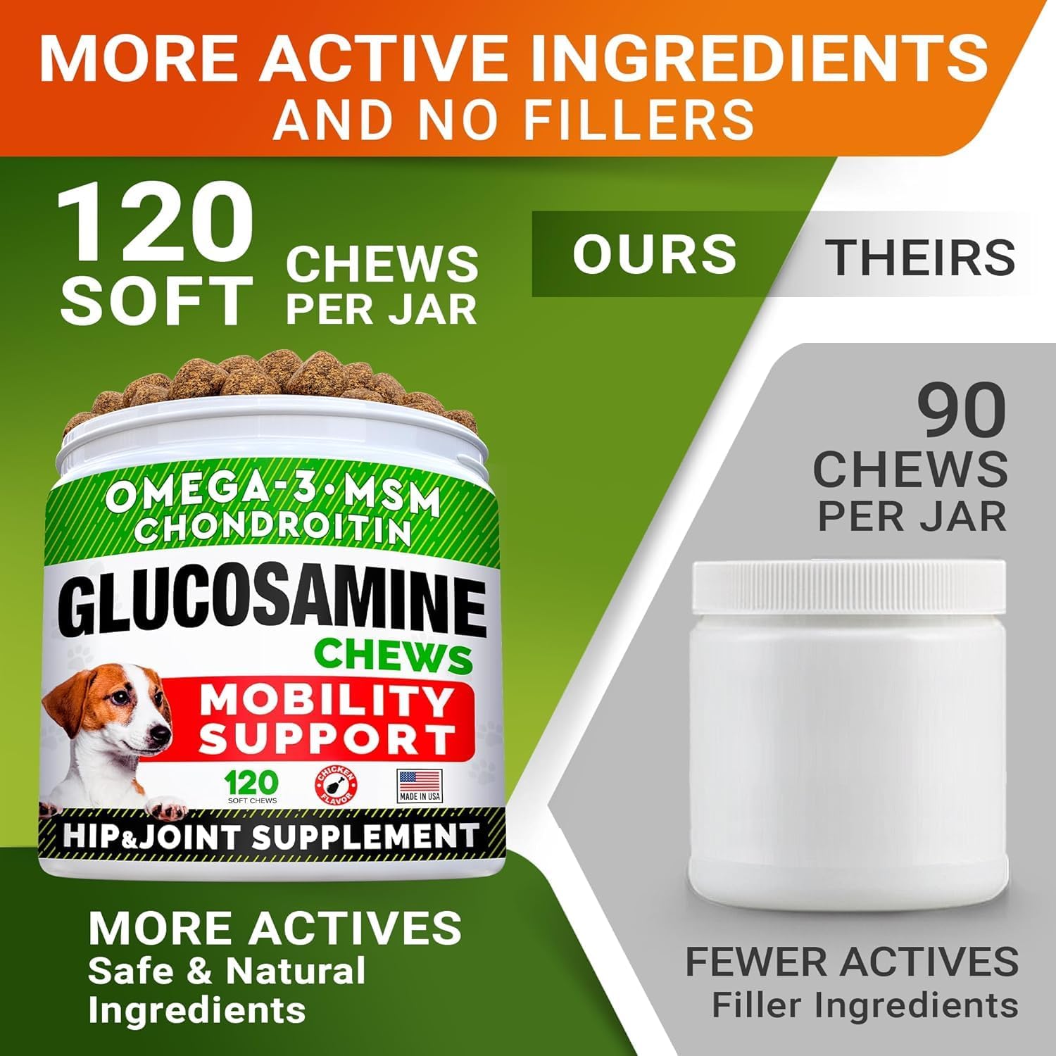 Advanced Glucosamine for Dogs, Chondroitin & MSM Hip Joint Supplement Chews