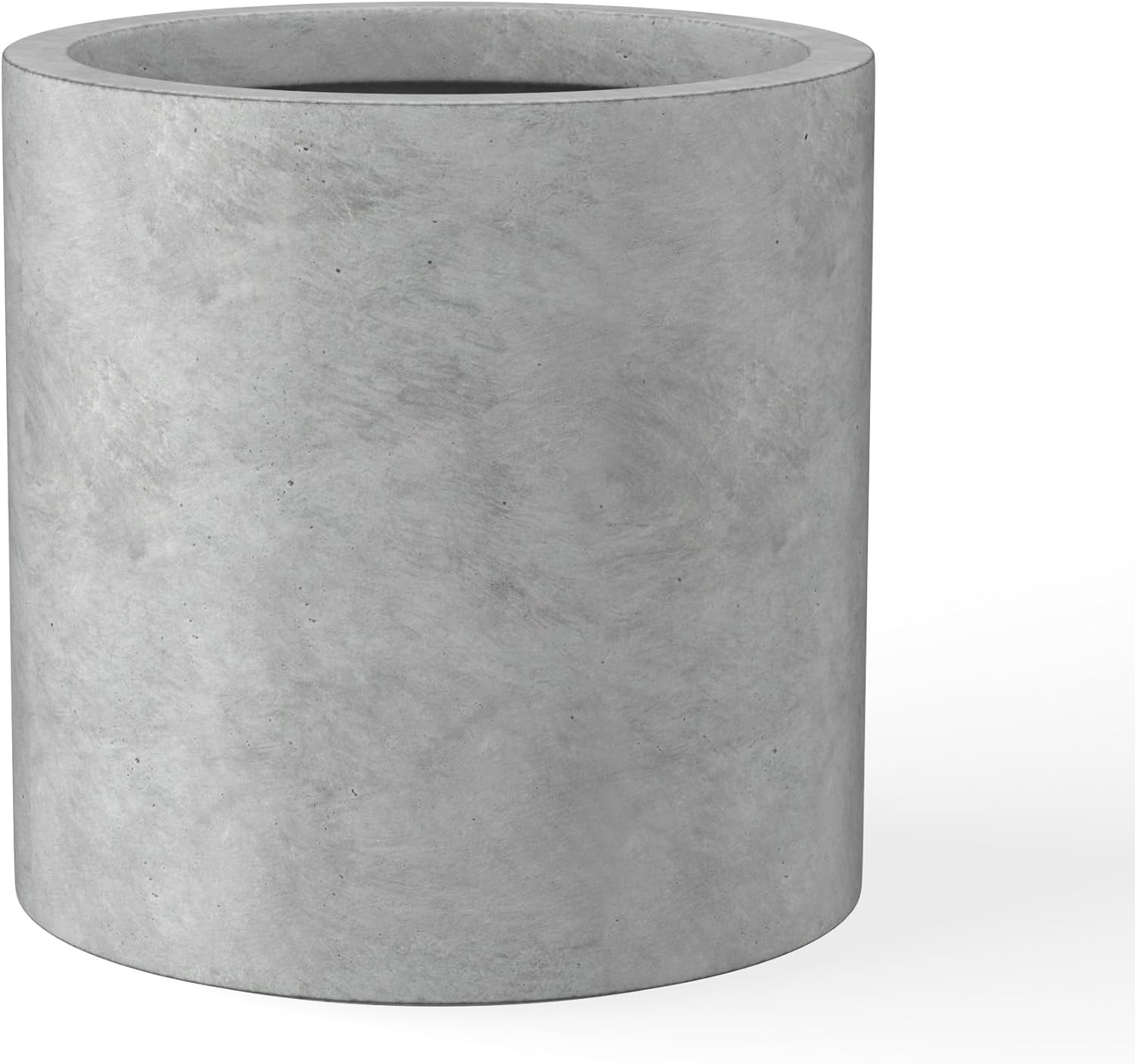 Kante Large Round Cylinder Charcoal Concrete Planter 15.8" Tall, Outdoor