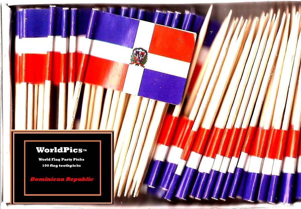 One Box of 100 Nicaragua Toothpick Flags, 100 Small Mini International Flag Cupcake Toothpicks or Cocktail Picks