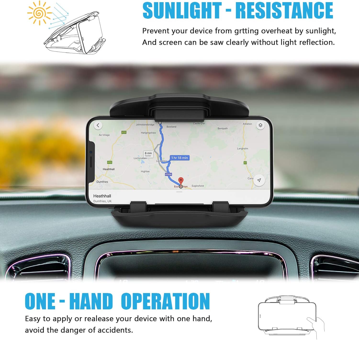 GPS Holder for Car, GPS Dash Mount for Garmin, Nuvi Drive Dezl Drivesmart, Tomtom, Magellan Roadmate, Rand McNally, Navman