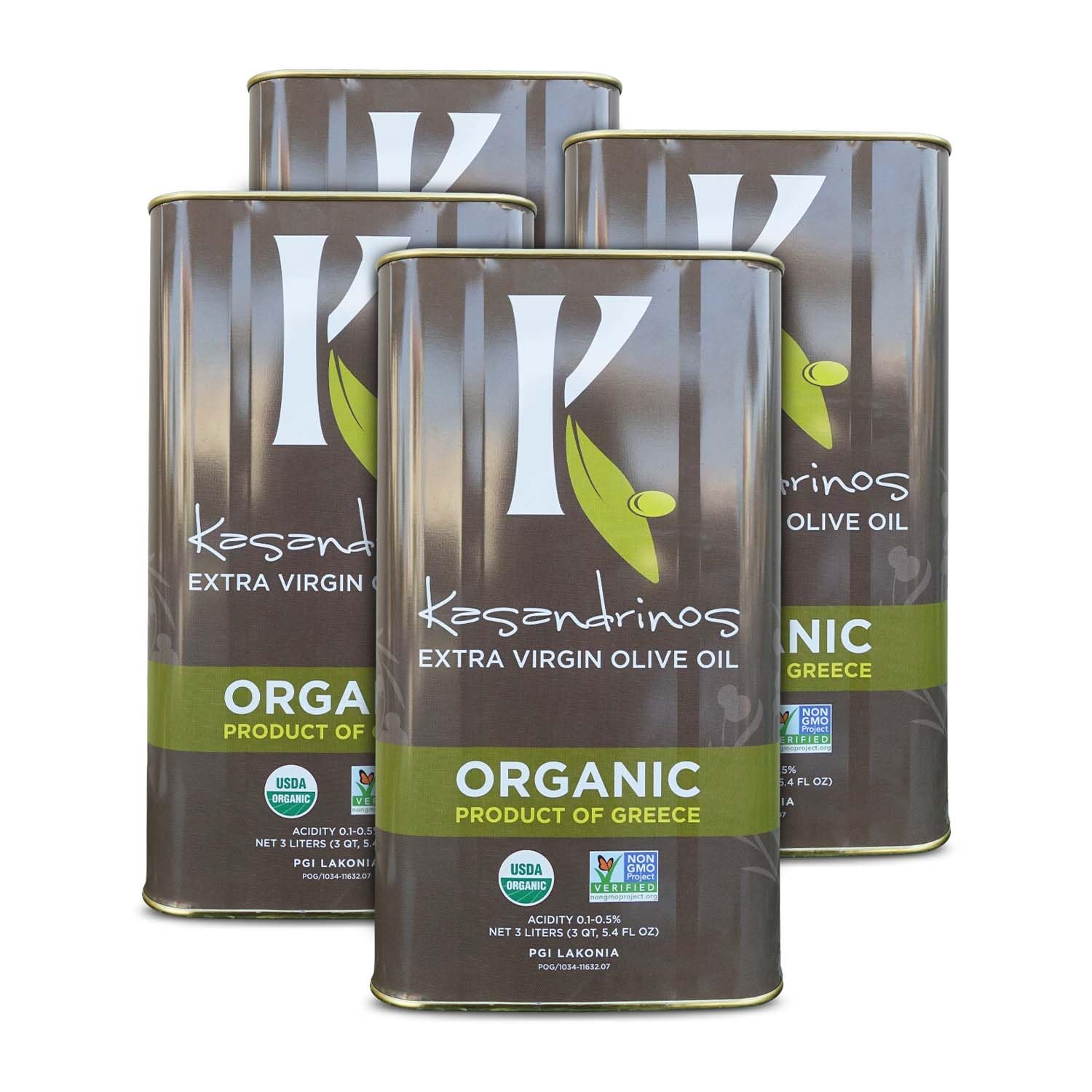 Kasandrinos Organic Olive Oil Extra Virgin, Polyphenol Rich Greek Olive Oil, 100% Organic First Cold Pressed, Mild + Delicate Flavor, Verified by Non GMO, 500 ml / 16.9 oz