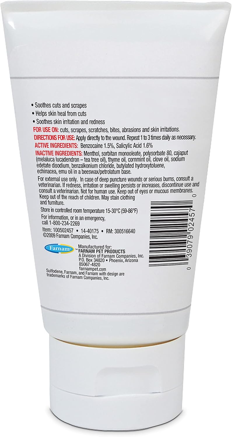 Sulfodene Wound Care 3-Way Ointment for Dogs & Puppies, Soothes Cuts, Scrapes, Skin Irritation, and Redness