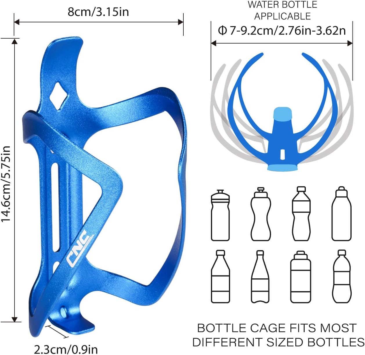 CNC Bike Water Bottle Holder，2-Pack Bike Bottle Cage for MTB Road Bike，Black