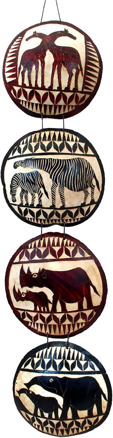Stoneage Arts African Masks Wall Hanging Art Hand Carving Safari Décor Wall Head Sculpture Wild Animal And Tribal Features Faces Hanging Together