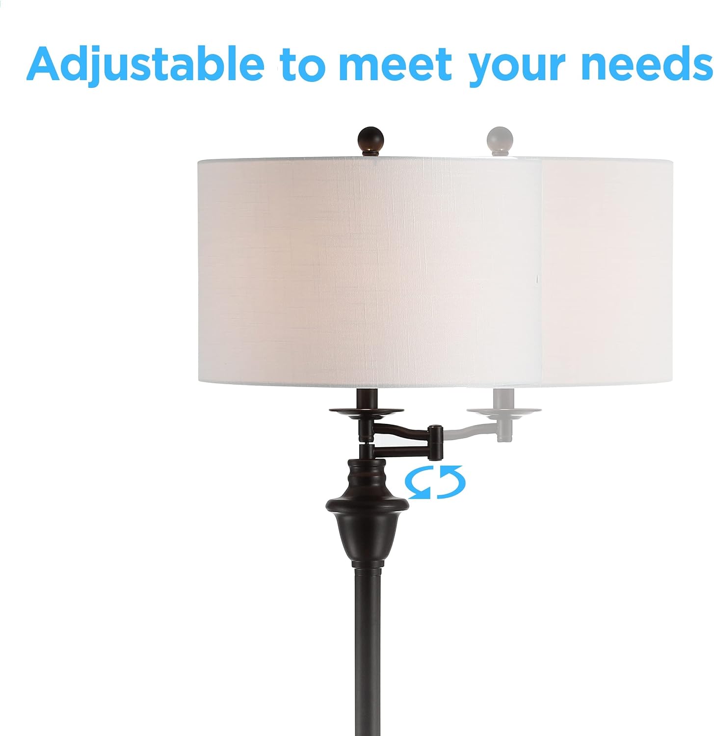 JONATHAN Y Cora 60" Metal Swing Arm Floor Lamp, Oil Rubbed Bronze/Clear