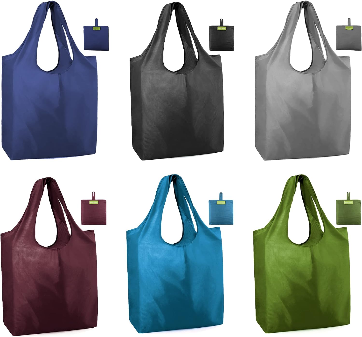 BeeGreen Grocery Bags | Reusable Gift Bags, Large Tote for Women & Foldable Beach Bag - 6 Pack Reusable Bag With Handles | Collapsible Cute Cloth Storage for Market, Holiday & Shopping | Washable​